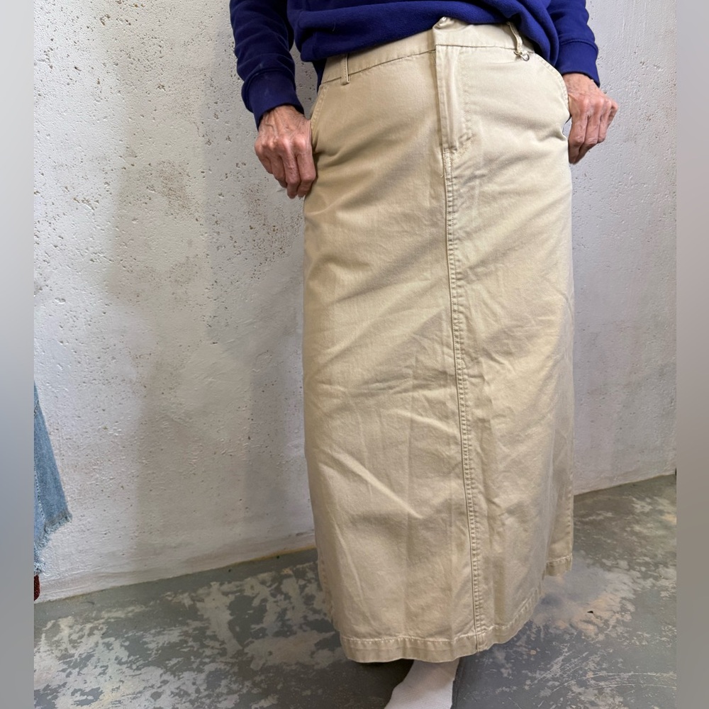 Vintage 2000s Denim Tan Beige Women's Long Maxi/Midi Skirt Size XS Old Navy - Picture 1 of 15
